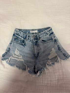 Garage Light Blue Distressed Denim Shorts
